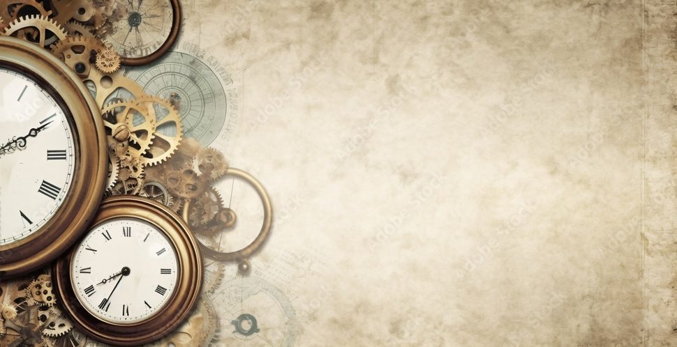 Time concept with vintage clock. Close up of clock face. Time concept. 3d illustration of clock face in neon light. Time concept. Copy space